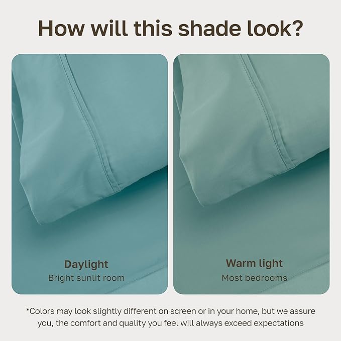 California Design Den Soft 100% Cotton Sateen Twin XL Sheets Set, 3 Pcs | 400 Thread Count Backed by Good Housekeeping Seal, All-Around Elastic, Durable, Easy Care, OEKO-TEX certified - Teal