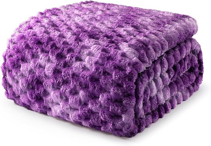 Exclusivo Mezcla 3D Fleece Twin Size Blanket for Bed, Tie-dye Purple | Extra Soft Fuzzy Plush Lightweight Bed Blankets, Cozy Fluffy Decorative Blankets for All Seasons, 90x66 Inches