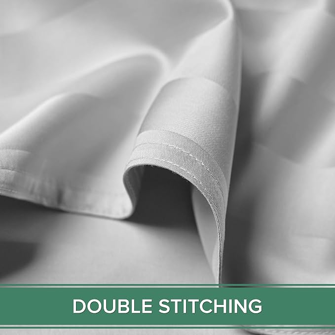 Pure Bamboo Split King Sheets, Genuine 100% Organic Viscose Derived from Bamboo Bed Sheet Set, Soft & Cooling, Double Stitching, 2 Fitted Sheets (Split King, Jacquard White)