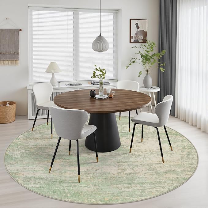 Round Area Rug Living Room: 6 ft Modern Washable Indoor Carpet | For Bedroom Dining Room Farmhouse Nursery Hallway Office,Modern Abstract,Machine washable,Non-Slip,Stain Resistant,Indoor