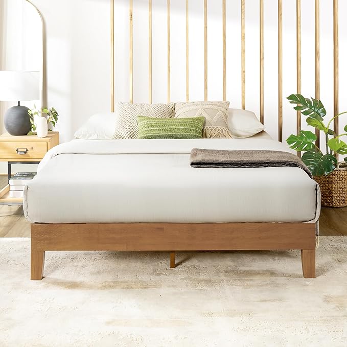 Mellow Naturalista Grand - 12 Inch Solid Wood Platform Bed with Wooden Slats - No Box Spring Needed - Full (Natural Pine)