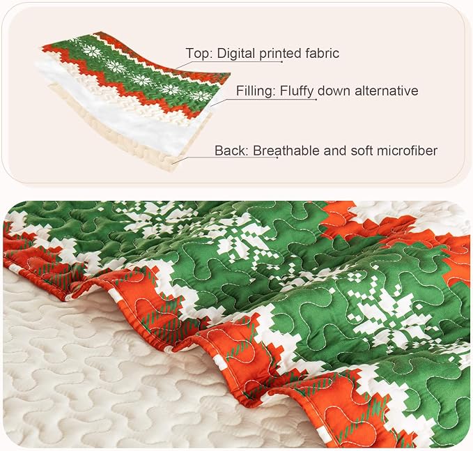 Whale Flotilla Patchwork Quilt King Size, Extra Soft Floral Bedspreads | Happy Snowflake Reversible Lightweight King Quilt Bedding Set for Bed, Printed Coverlets with 2 Pillow Shams for All Seasons