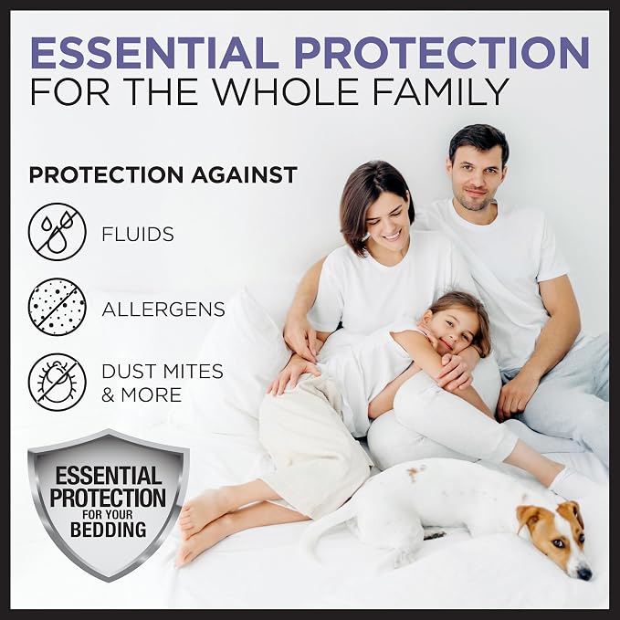 Protect-A-Bed Essential Waterproof Mattress Protector, Full | Waterproof mattress protector with breathable quiet fabric protects against spills and dust mites for 11-18 inch mattresses