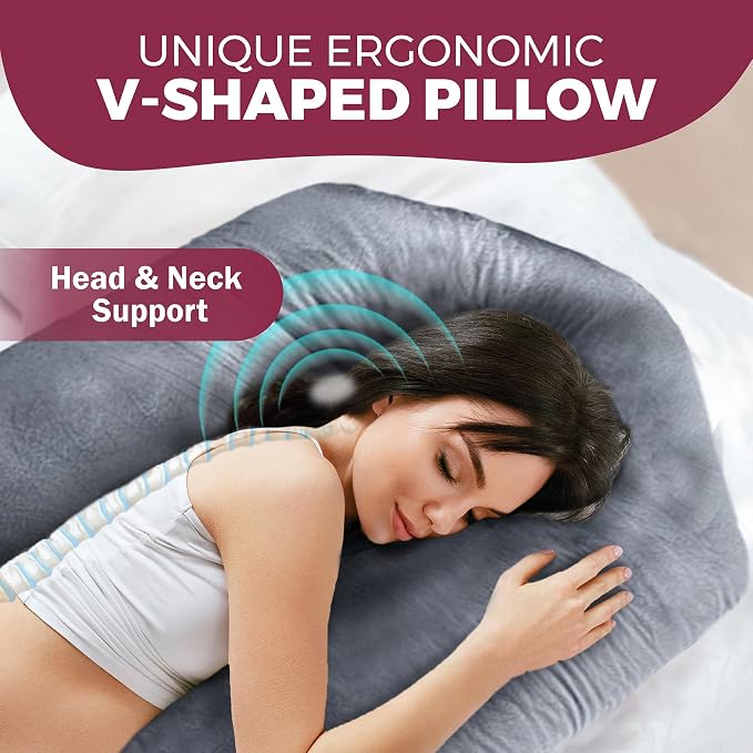 Pregnancy Pillows for Sleeping – 57-Inch Maternity Pillow for Pregnant Women with Removable Washable Cover – Support for Back, Belly, Neck, Legs, & Hips – V C U Shaped Full Body Pillow