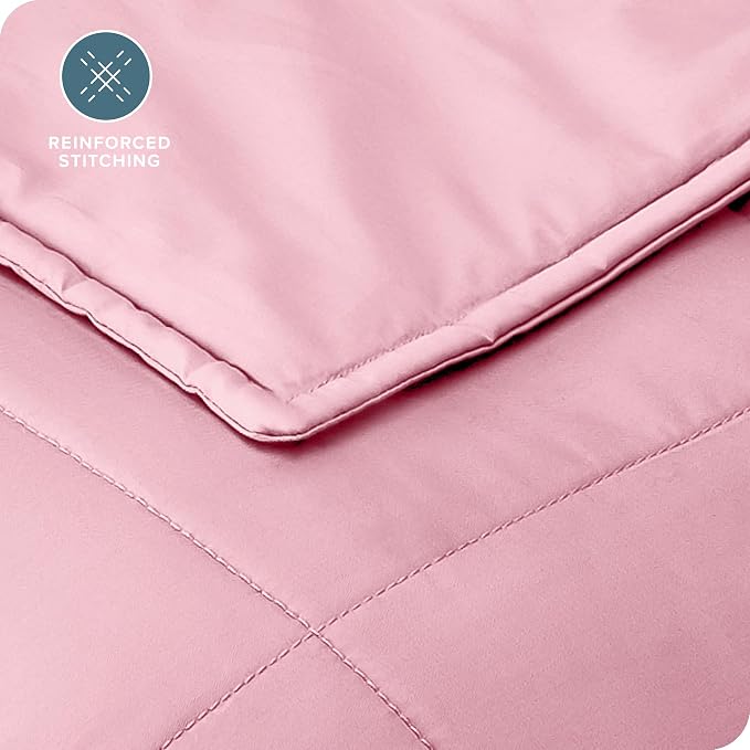 Bare Home Cotton Weighted Blanket (Light Pink, 40"x60" 10lbs) | Twin or Full Size, All-Natural 100% Cotton, Premium Heavy Blanket Nontoxic Glass Beads