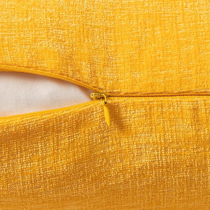 MIULEE Soft Chenille Throw Pillow Covers Goose Yellow 20x20 Inch Pack of 2 | Modern Home Decor, Classic Decorative Pillows, Solid Dyed Cases, Boho Couch Cushion Covers for Sofa Bed Living Room