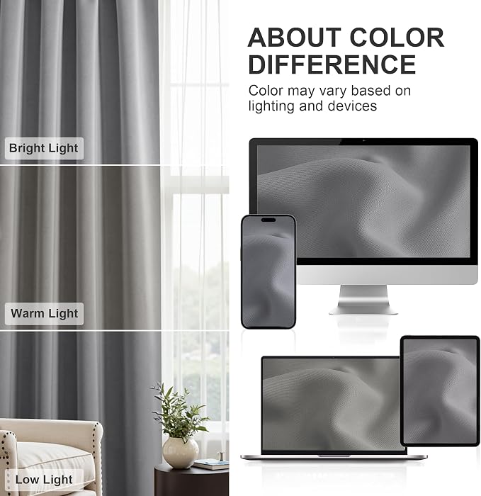 PONY DANCE Short Silver Grey Curtains for Small Windows, Blackout Thermal Insulating Drapes for Home Theatre Bathroom Kitchen Basement Cafe RV Camper Windows, Wide 34 x Long 45, 1 Pair
