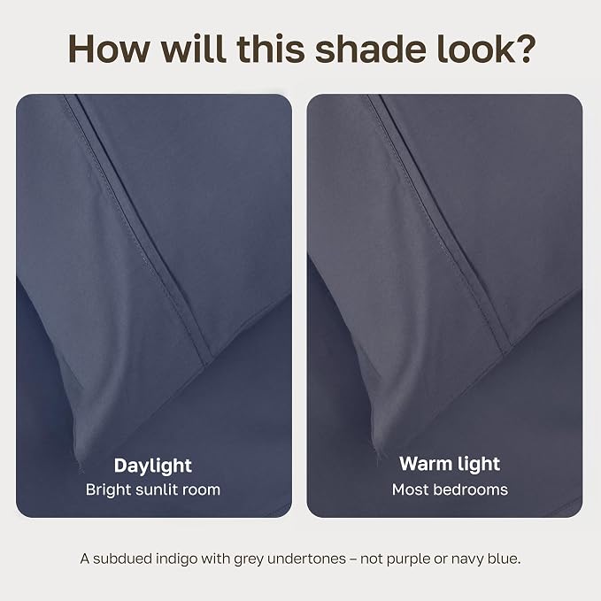California Design Den Full/Queen Duvet Cover Set, Indigo Dusty Blue | 3-Piece Set with 2 Pillow Shams, Backed by Good Housekeeping Seal, Button Closure & Corner Ties, 400 TC 100% Cotton Sateen