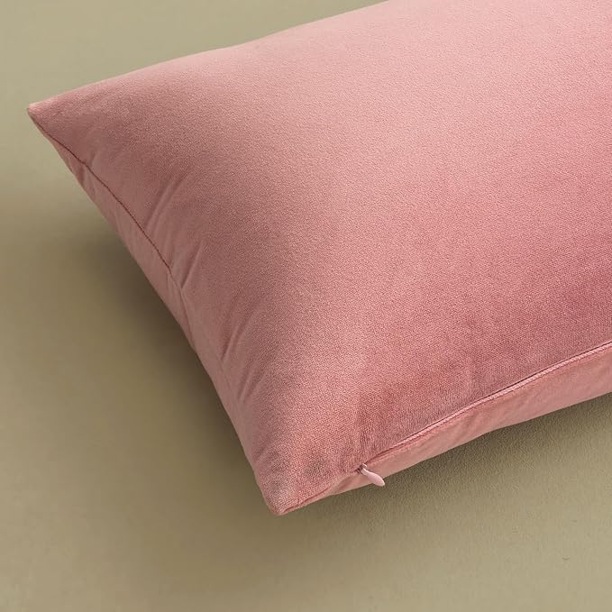 MIULEE Velvet Throw Pillow Covers 18x18 Inch Pack of 2 Dusty Pink | Soft Solid Decorative Pillow Covers, Modern Luxury Home Decor, for Couch Chair Sofa Bedroom Livingroom