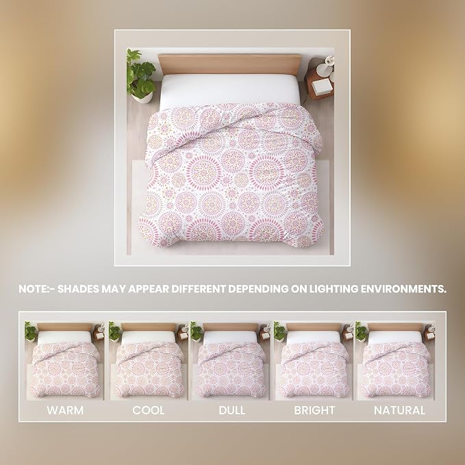 1 Pc Twin Size Duvet Cover Only -100% Egyptian Cotton 600 Thread Count Ultra Soft Premium Durable Comforter Cover Zipper Closure & Corner Ties (Mandala, Twin/Twin XL 68" X 90")