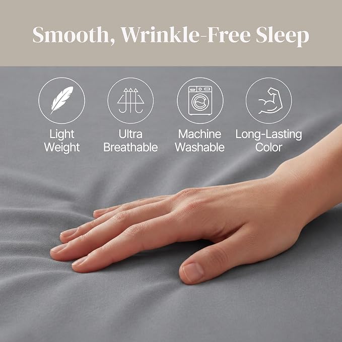 Modern Threads Soft Microfiber Solid Sheets - Luxurious Microfiber Bed Sheets - Includes Flat Sheet, Fitted Sheet with Deep Pockets, & Pillowcases Stone Full