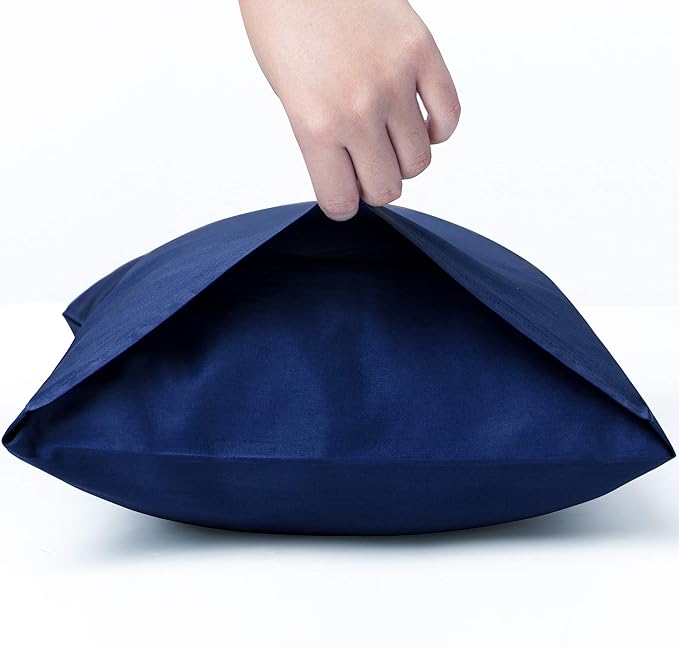 NTBAY King Egyptian Cotton Sateen Pillowcases, Set of 2, Navy Blue | 500 Thread Count Egyptian Cotton Sateen with Envelope Closure, 2 Pack 20 x 36 Inch Pillowcases, Insert Not Included