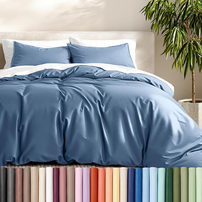 Bare Home Duvet Cover Set 1800 Ultra-Soft (Queen, Coronet Blue) | Lightweight, Cooling, Breathable, Premium 1800 Ultra-Soft, All-Season