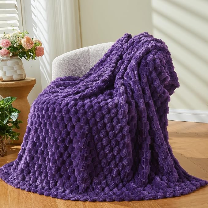 NEWCOSPLAY Fleece Clouds Cozy Twin Blanket for Couch, Purple, 60"x80" | Premium Silky Flannel Blanket, Soft Lightweight Fluffy Throw Blanket for Bed Sofa Decor, Gift for All Season Use