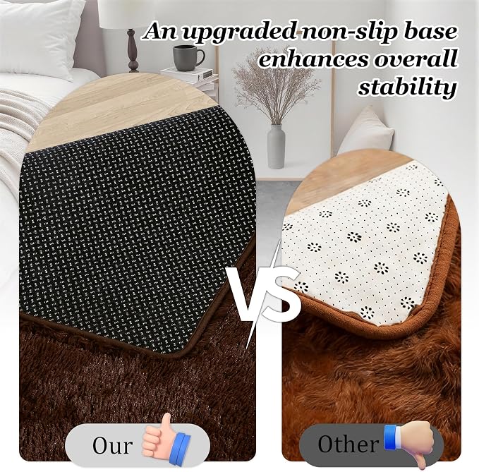 9x12 Area Rug Living Room Bedroom: Fluffy Plush Shag Carpet Brown | For Kids Room Playroom Nursery Home Decor,Ultra Soft,Non-Slip Non-Shedding,Fuzzy Plush,Large Indoor Floor Carpet,Easy Clean