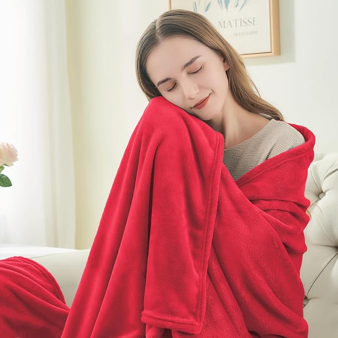 BEDELITE Fleece Blankets Queen Size Red Throw Blankets for Bed, Luxury Plush Cozy Fuzzy Blanket 90x90 inches, Super Soft Warm Lightweight Throw Blanket All Seasons Suitable | Ultra Soft Fleece, Plush Microfiber, Lightweight Warmth, All Season Comfort, ...
