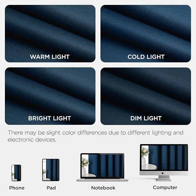 Joydeco Blackout Patio Sliding Door Curtains, Privacy Room Divider Curtains | Extra Wide Thermal Blackout Curtains for Bedroom Living Room, Curtain for Patio Door (Navy Blue, 60Wx108L, 1 Panel)