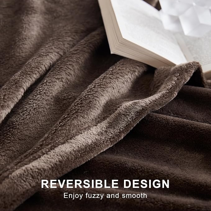 Hansleep King Brown Fleece Blanket, Soft Flannel Bed Blanket | Fuzzy Cozy Blanket 90x108 Inches, Multi-use for Bed, Sofa, Couch, Travel, Camping, All Season Warm Lightweight Cover