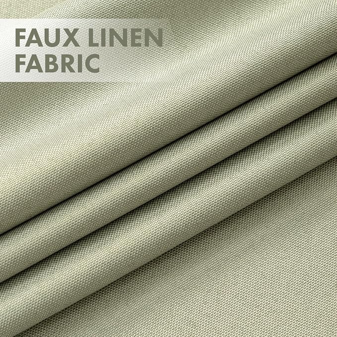 MIULEE 100% Blackout Linen Curtains for Bedroom 40W x 108L Sage Green | 2 Panels, 108 inches Long, Thermal Insulated, Room Darkening, Black Out Drapes for Living Room, Back Tab Rod Pocket