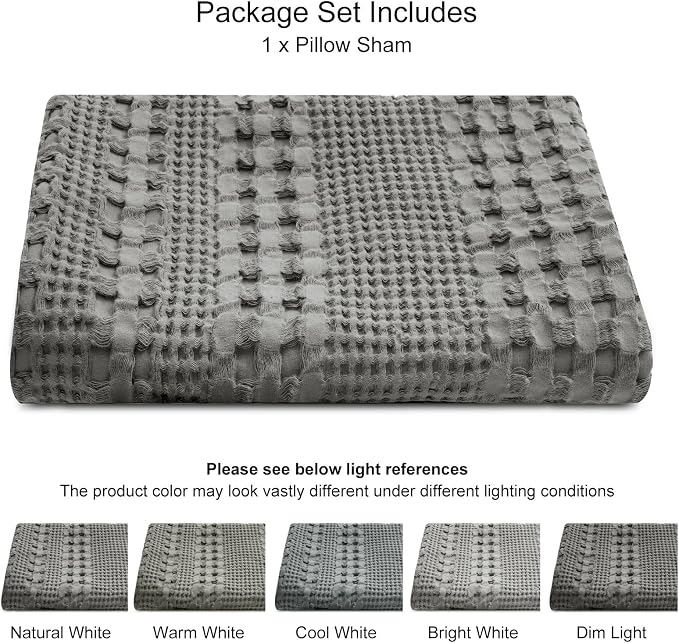 PHF 100% Cotton Waffle Body Pillowcase with Zipper, 1 Pack 20" x 54" Soft Skin-Friendly Pillow Sham, No Filling, Aesthetic Woven and Breathable Waffle Weave Body Pillow Cover for Bed, Dark Grey