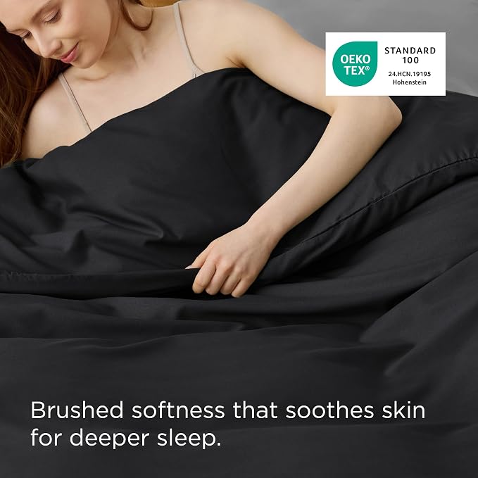 Bedsure Duvet Cover Queen Size, 1Pc Soft Double Brushed Bedding, Black | For Kids & Adults, 90"x90", Only 1 Comforter Cover, No Pillow Shams, Hotel Luxury, Breathable, Lightweight, Zipper Closure
