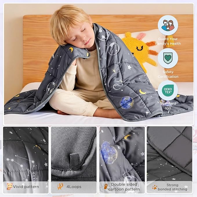 Weighted Blanket - 7 lbs Grey Starry Sky Heavy Blanket - Small Size Breathable Lap Blanket(41 * 60 inches, 7 lbs)