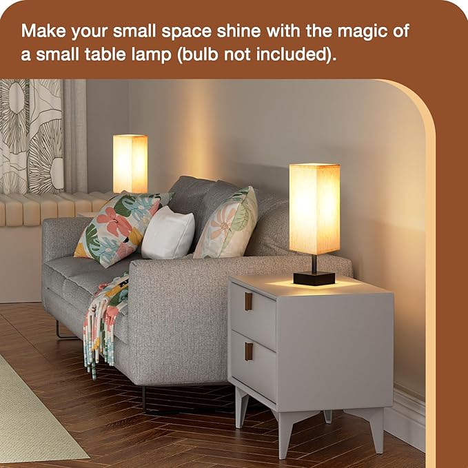 aooshine Beige Bedroom Table Lamp Set - Bedside Lamps for Nightstand Set of 2, Minimalist Lamps for Desk, Dorm, Kids Room, Bulb Not Included | Inline Rocker Switch, Corded Electric, Bulb Not Included, 12.8" Mini Table Lamps for Bedroom, Nightstand, Des...
