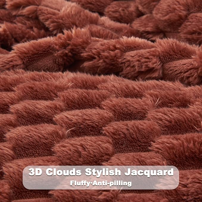 NEWCOSPLAY Fleece Clouds Cozy Queen Blanket for Couch, Coffee, 90"x90" | Premium Silky Flannel Blanket, Soft Lightweight Fluffy Throw Blanket for Bed Sofa Decor, Gift for All Season Use