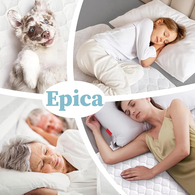 Epica Incontinence Bed Pads Washable Waterproof, 34"x52" (2 Pack) | 300 Washes, Reusable Heavy Absorbency Washable Pee Pads for Adults, Elderly & Pets - White