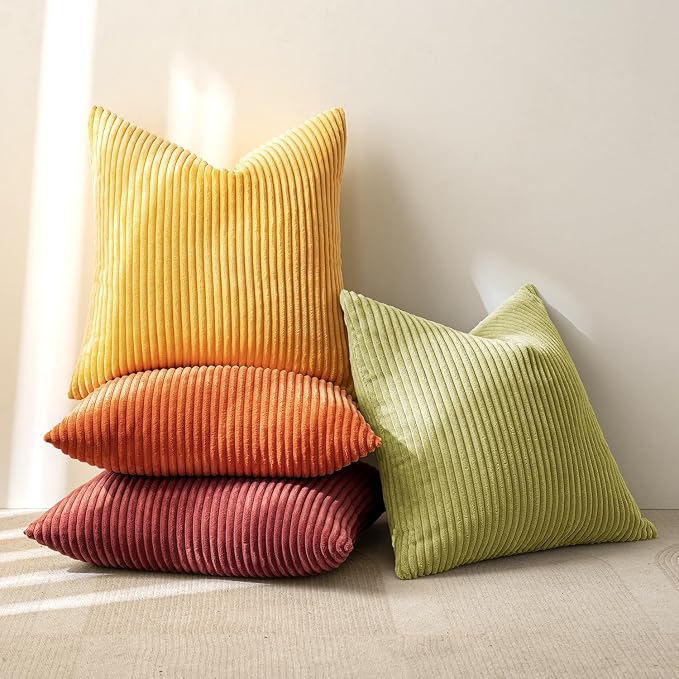 MIULEE Fall Decorative Throw Pillow Covers Yellow Orange Rust 20x20 | Set of 4, Vintage Retro Fall Decor, Mix and Match Color Clash Design, Vibrant Cushion Covers for Sofa Couch Bed Living Room