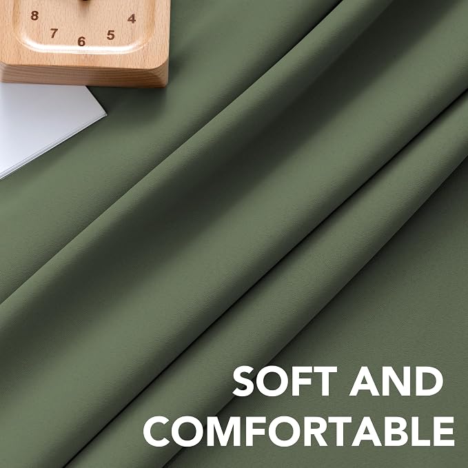 H.VERSAILTEX Blackout Curtains Thermal Insulated Window Treatment Panels Room Darkening Blackout Drapes for Living Room Back Tab/Rod Pocket Bedroom Draperies (2 Panels, Bronze Green, 42 x 54 Inch)