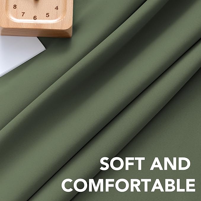 H.VERSAILTEX Blackout Curtains Thermal Insulated Window Treatment Panels Room Darkening Blackout Drapes for Living Room Back Tab/Rod Pocket Bedroom Draperies (2 Panels, Bronze Green, 52 x 63 Inch)