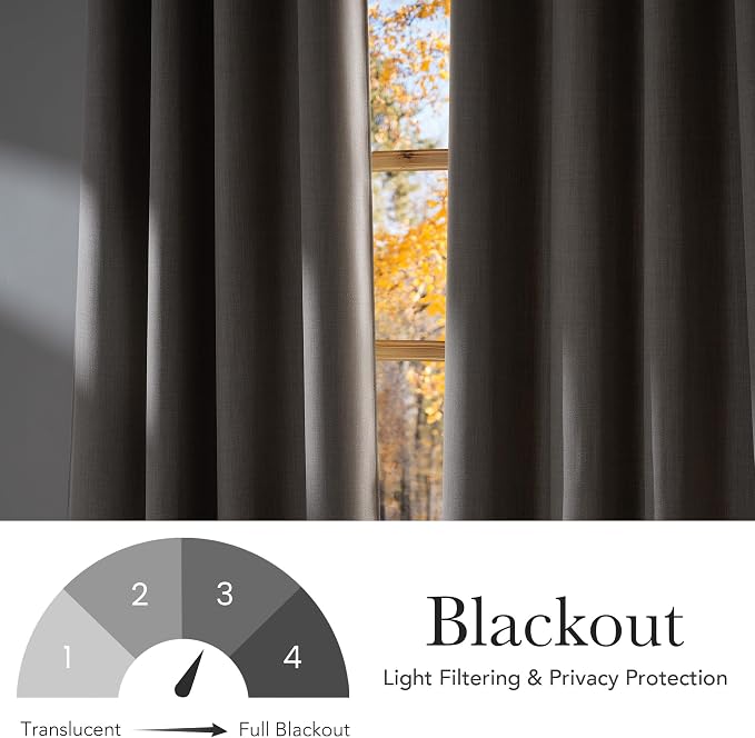 NICETOWN Faux Linen Angora Blackout Curtains 84 inches Long for Living Room | Privacy Panels, for Bedroom, Modern Farmhouse Style, Easy Care, Grommet Top, 2 Panels, W52 by L84