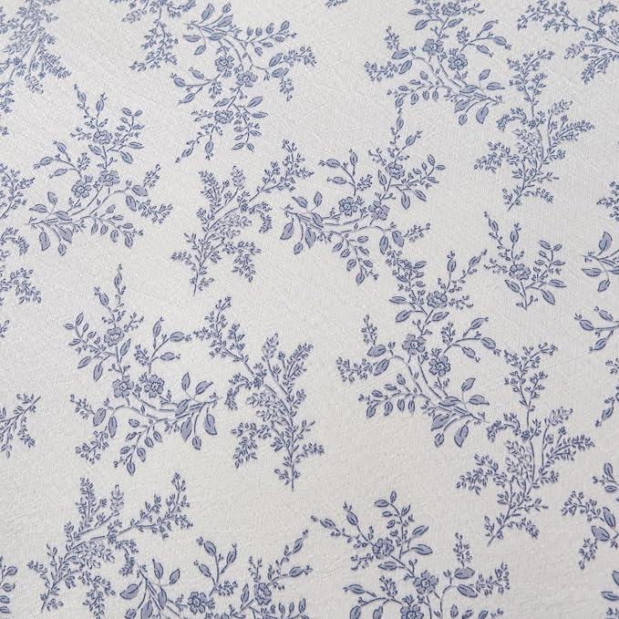 Floral Queen Comforter Set Soft 3 Pieces Chic Crinkle Gauze Fabric Garden Style Blue Floral Print Botanical Flower Comforter for All Seasons Luxury Warmth Comfy Breathable with 2 Pillowcases