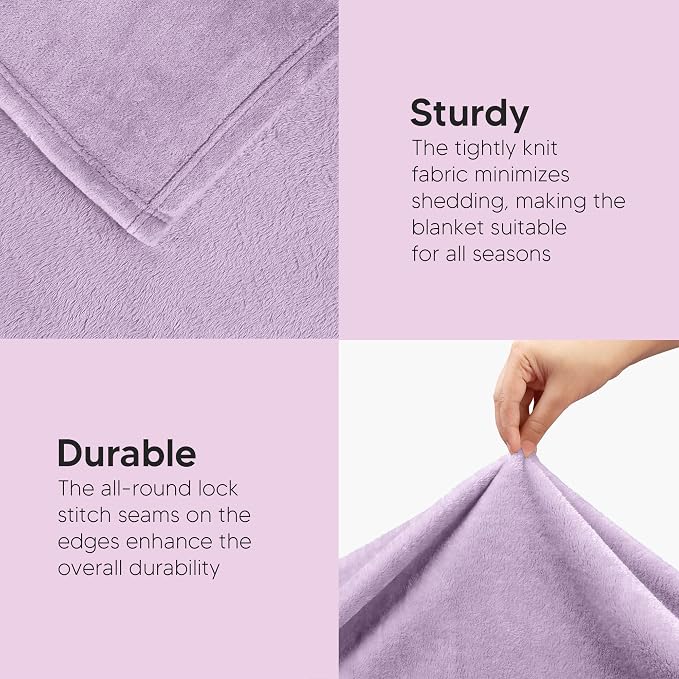 Utopia Bedding Ultra Soft Fleece Bed Blanket King Size Lilac (90x102 Inch) | Microfiber Plush Warm Lightweight Breathable Cozy Blanket Anti-Static, All Season Use, Gift for Women and Men