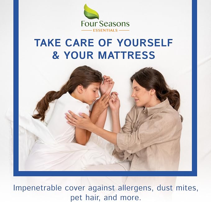 Queen Size Mattress Protector Waterproof Zippered Cover Premium Quality Encasement White