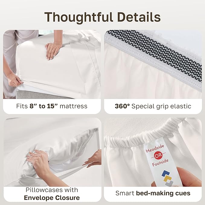 California Design Den 2 Pack Organic Cotton Full Bed Sheets Set, True Ivory | GOTS Certified, Lightweight Crisp & Airy Percale For Hot Sleepers, 15" Deep Pocket, All-around Elastic, Easy Care