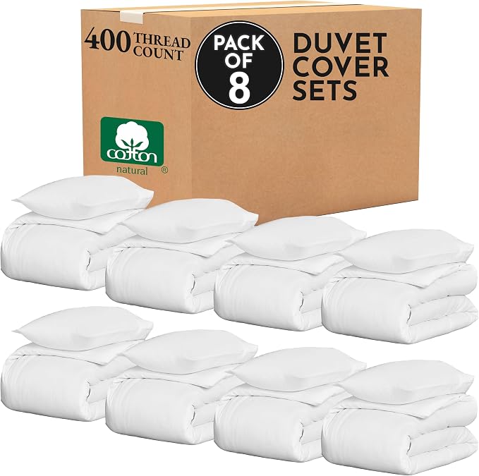 California Design Den 100% Cotton Sateen Twin XL Duvet Cover Set, White | 2-Piece Set with 1 Pillow Sham, Backed by Good Housekeeping Seal, Button Closure & Corner Ties, 400 TC 100% Cotton Sateen