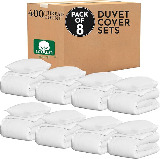California Design Den 100% Cotton Sateen Twin XL Duvet Cover Set, White | 2-Piece Set with 1 Pillow Sham, Backed by Good Housekeeping Seal, Button Closure & Corner Ties, 400 TC 100% Cotton Sateen