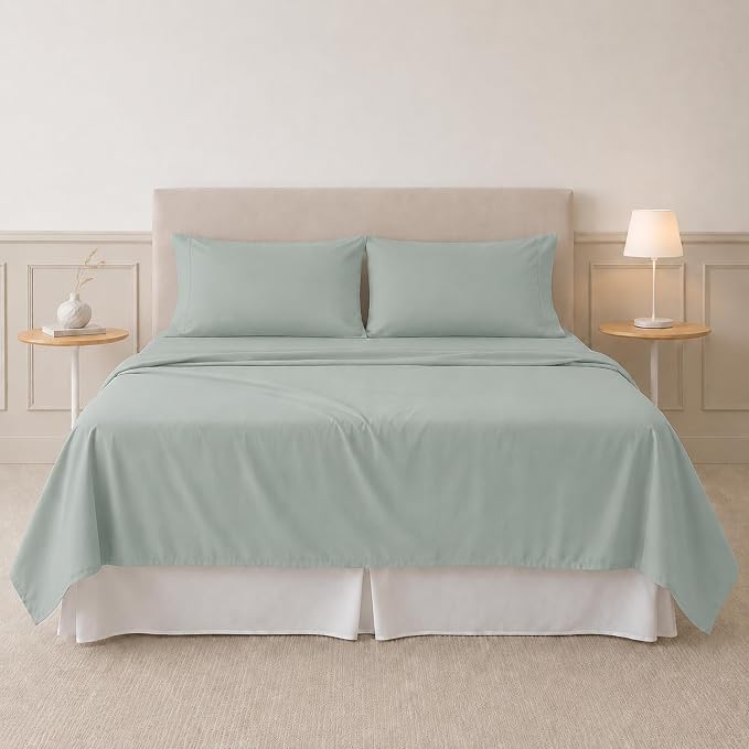 Modern Threads Soft Microfiber Solid Sheets - Luxurious Microfiber Bed Sheets - Includes Flat Sheet, Fitted Sheet with Deep Pockets, & Pillowcases Smoke Queen