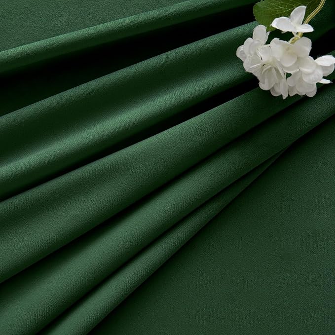 MIULEE Velvet Curtains 50W x 90L 2 Panels Hunter Green Blackout Curtains | Luxury velvet fabric, pinch pleat design, back tab hooks, thermal insulated, blackout light blocking, for living room bedroom