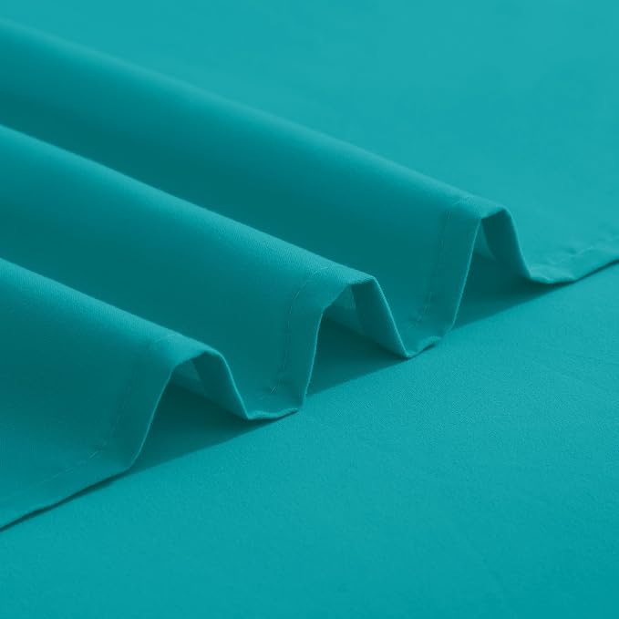 Elegant Comfort Luxurious 1500 Premium Hotel Quality Microfiber Three Line Embroidered Softest 4-Piece Bed Sheet Set, Wrinkle and Fade Resistant, Queen, Turquoise