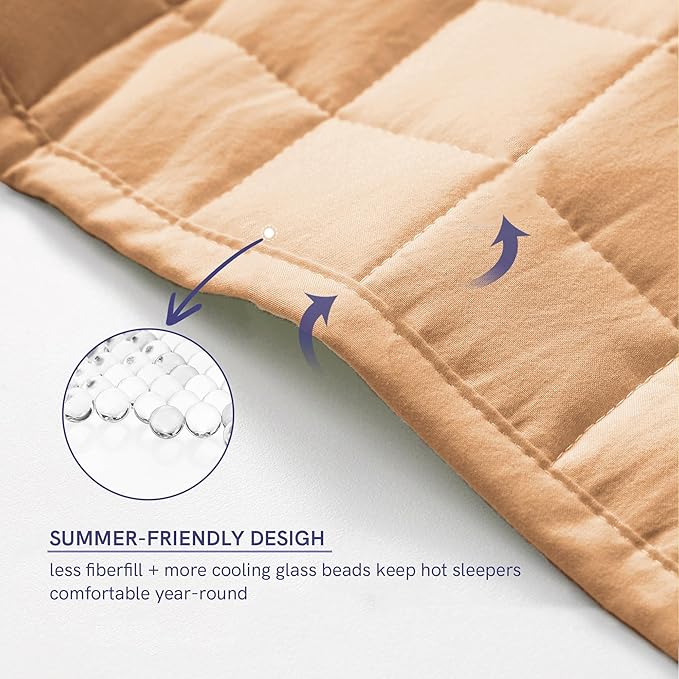 YnM 20lbs Weighted Blanket for Adults, Heavy Bed Throw Blanket with Cooling Glass Beads for All Season Use, Ideal for ~190lbs (60x80 Inches, Queen, Terracotta)