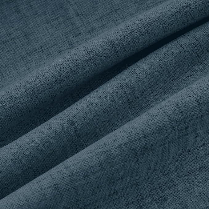 MIULEE 100% Blackout Linen Curtains 42 x 90 Inch Navy Blue 2 Panels | Thermal Insulated, Room Darkening Drapes for Bedroom Living Room, Back Tab Rod Pocket Pinch Pleated, Solid Luxury Decor