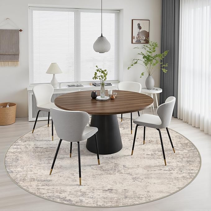 Round Area Rug Living Room: 5 ft Modern Washable Indoor Carpet | For Bedroom Dining Room Farmhouse Nursery Hallway Office,Modern Abstract,Machine washable,Non-Slip,Stain Resistant,Indoor