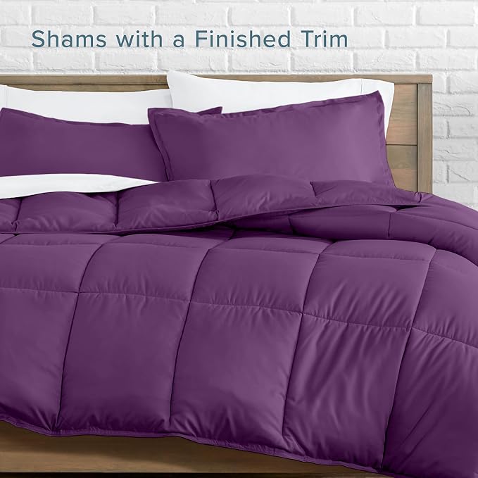 Bare Home Comforter Set - 1800 Ultra Soft (Twin/Twin XL, Plum) | All-Season, Breathable, Hypoallergenic, Premium 1800, Warm, Cozy