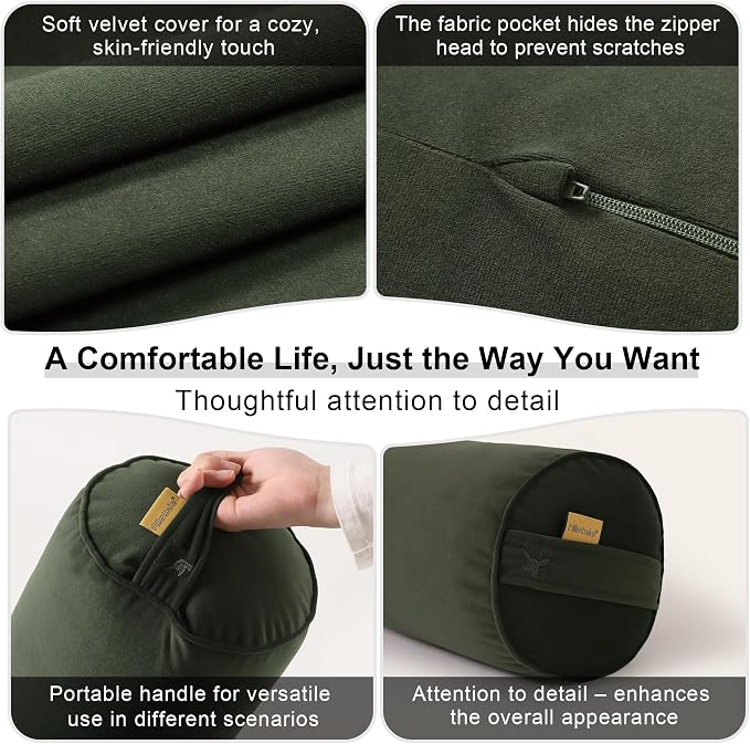 Body Pillow for Adults,Long Round Pillow,Big Cylindrical Pillow,Large Full Bolster Pillows for Side Sleepers (Jade Green, 47.24"*7.87")