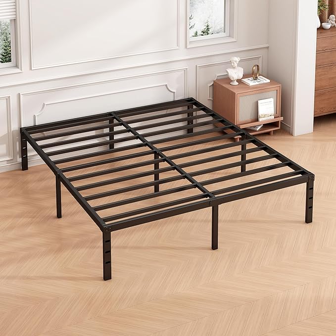 Hafenpo 14 Inch Queen Bed Frame - Sturdy Metal Platform Queen Size, No Box Spring Needed, Heavy Duty, Easy Assembly, Strong Bearing Capacity, Under Bed Storage, Black | Sturdy Metal Platform Queen Size, No Box Spring Needed, Heavy Duty, Easy Assembly, ...