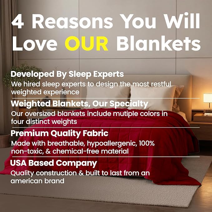 HomeSmart Queen Size Weighted Blanket 30 lbs - Breathable Ultra Soft Fabric | Evenly Distributed Medium Pressure Comforting Weight Stays Balanced, Generous Overhang, No Shifting Weight, Machine Washable