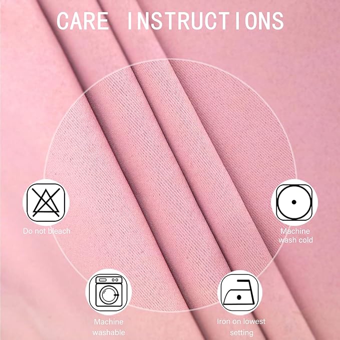 Blackout Curtains 42 x 95 inch/Pink Curtains Set of 2 Panels/Thermal Insulated Room Darkening Bedroom Curtains